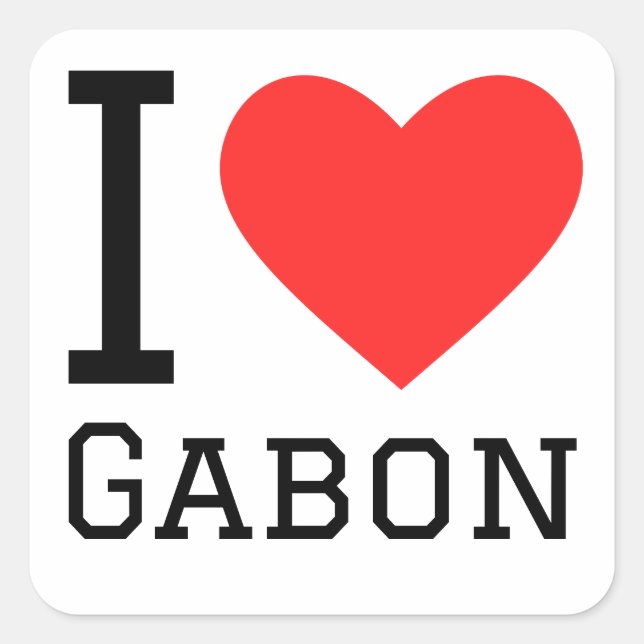 Adesivo Quadrado Eu amo o gabon (Frente)