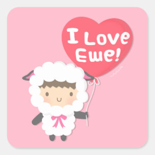 Adesivo Quadrado Eu Amo O Humor De Ovelhas Bonitas