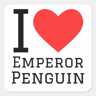 Adesivo Quadrado Eu amo o imperador pinguim
