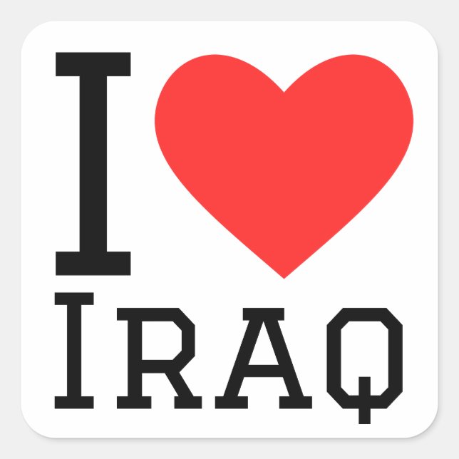 Adesivo Quadrado Eu amo o iraque (Frente)