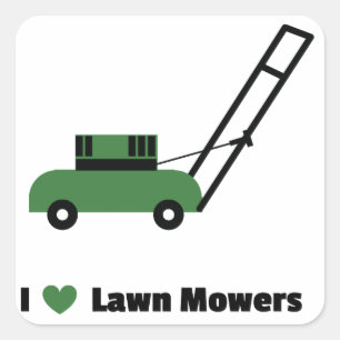 Adesivo Quadrado Eu amo o Lawn Mowers