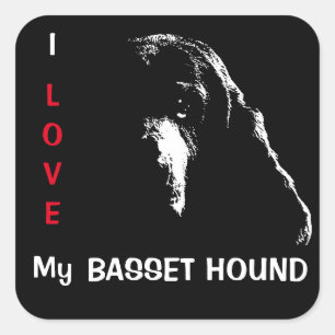 Adesivo Quadrado Eu Amo O Meu Cesto De Basset