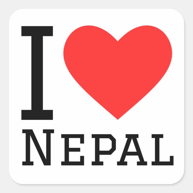 Adesivo Quadrado Eu amo o Nepal (Frente)