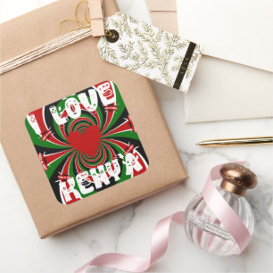 Adesivo Quadrado Eu Amo o Quênia: Linda e Bonita Cor de Bandeira Na