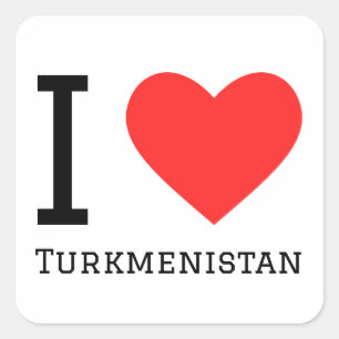 Adesivo Quadrado Eu amo o Turquemenistão