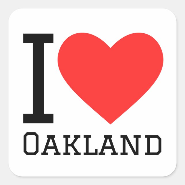 Adesivo Quadrado Eu amo Oakland (Frente)