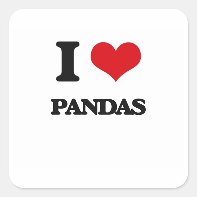 Adesivo Quadrado Eu Amo Pandas (Frente)