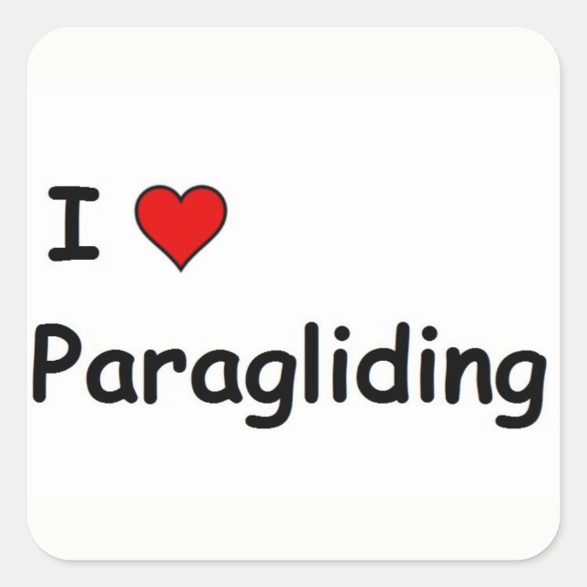 Adesivo Quadrado Eu Amo Paragliding (Frente)