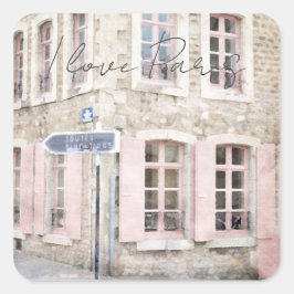 Adesivo Quadrado Eu Amo Paris Vintage Arquitetura Francesa