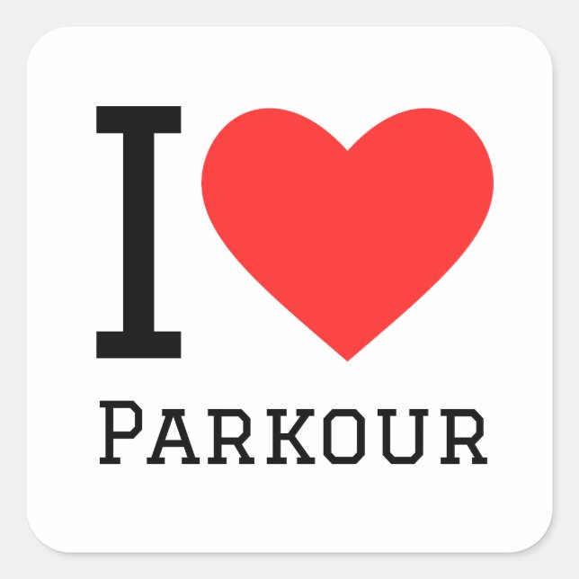 Adesivo Quadrado Eu amo Parkour (Frente)