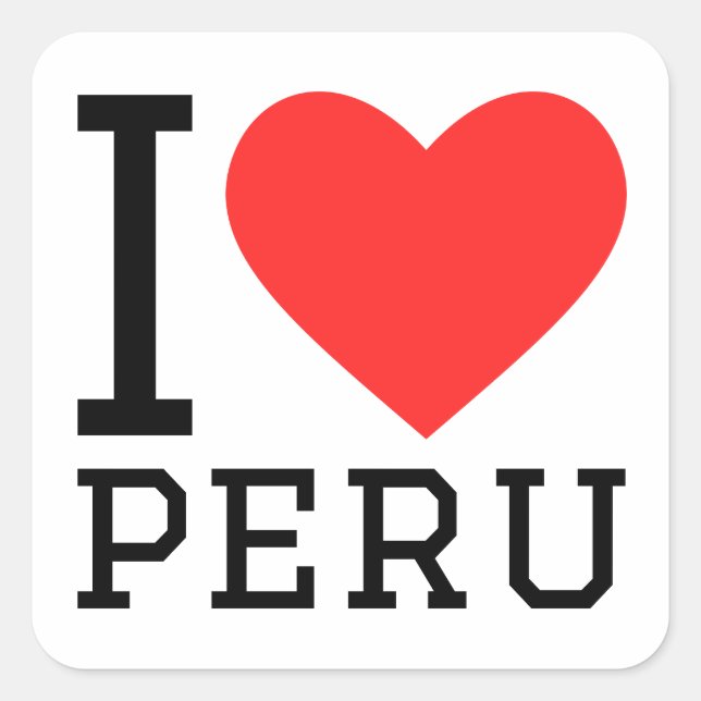 Adesivo Quadrado Eu amo peru (Frente)
