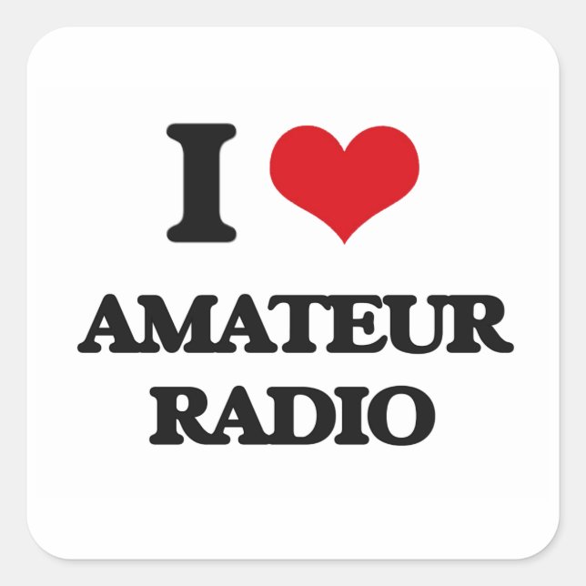 Adesivo Quadrado Eu Amo Rádio Amador (Frente)