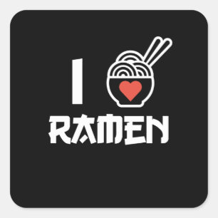 Adesivo Quadrado Eu Amo Ramen Anime Kawaii Ramen Noodles Tarde