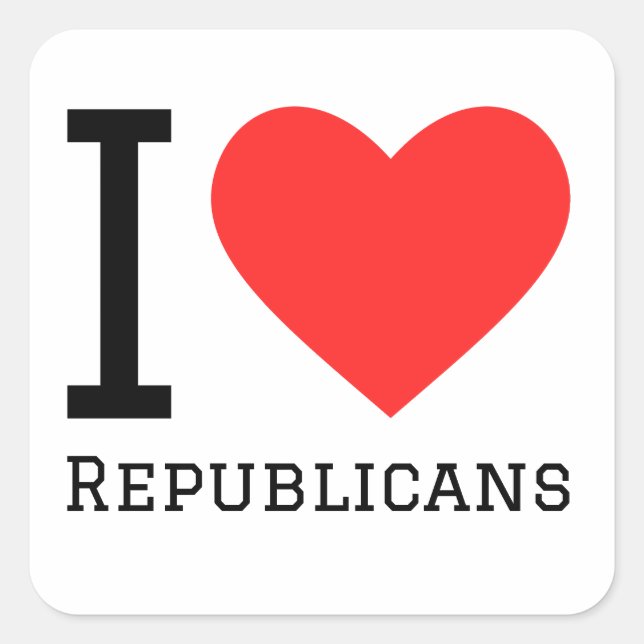 Adesivo Quadrado Eu amo republicanos (Frente)