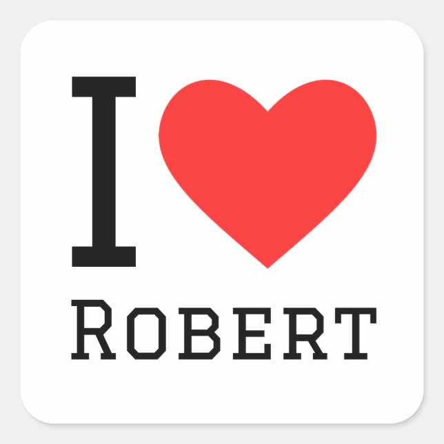 Adesivo Quadrado Eu amo Robert (Frente)