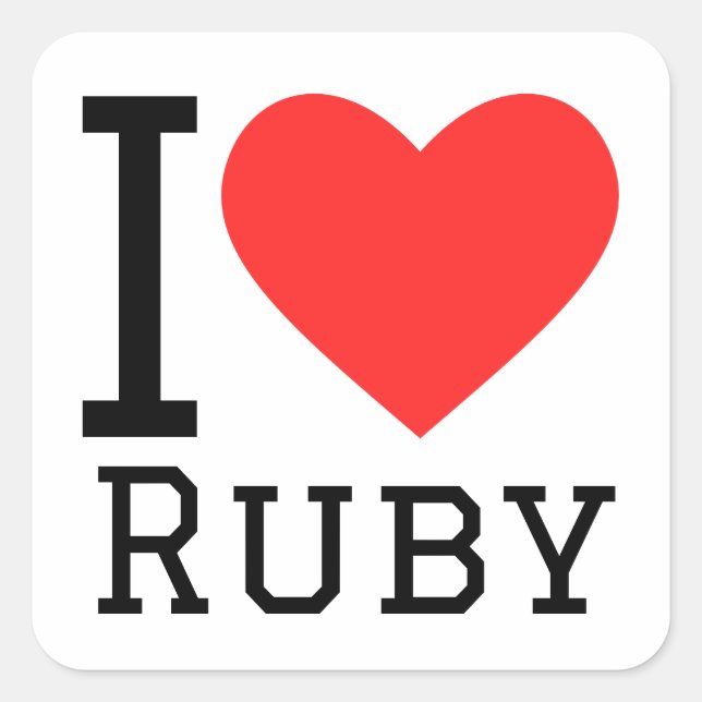 Adesivo Quadrado Eu amo Ruby (Frente)