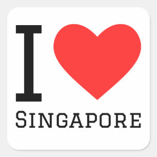 Adesivo Quadrado Eu amo Singapura