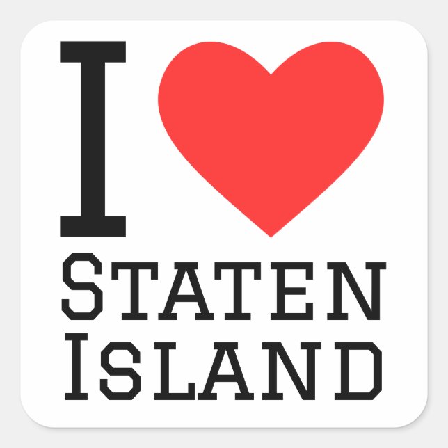 Adesivo Quadrado Eu amo Staten Island (Frente)