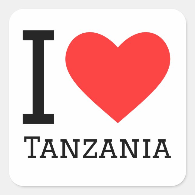 Adesivo Quadrado Eu amo tanzânia (Frente)