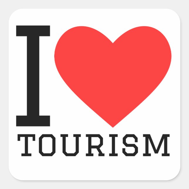 Adesivo Quadrado Eu amo turismo (Frente)