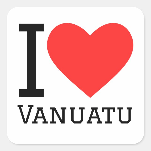 Adesivo Quadrado Eu amo Vanuatu (Frente)