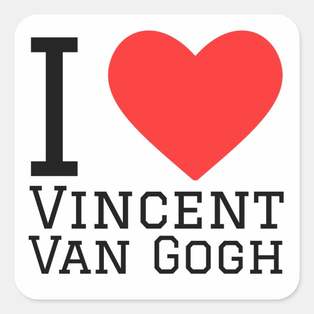 Adesivo Quadrado Eu amo Vincent Van Gogh (Frente)