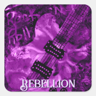 Adesivo Quadrado Eu Amo Violão Elétrico Personalizado Rock 'N Roll