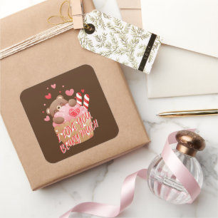 Adesivo Quadrado EU AMO VOCÊ BEARY MUITO dia de os namorados engraç