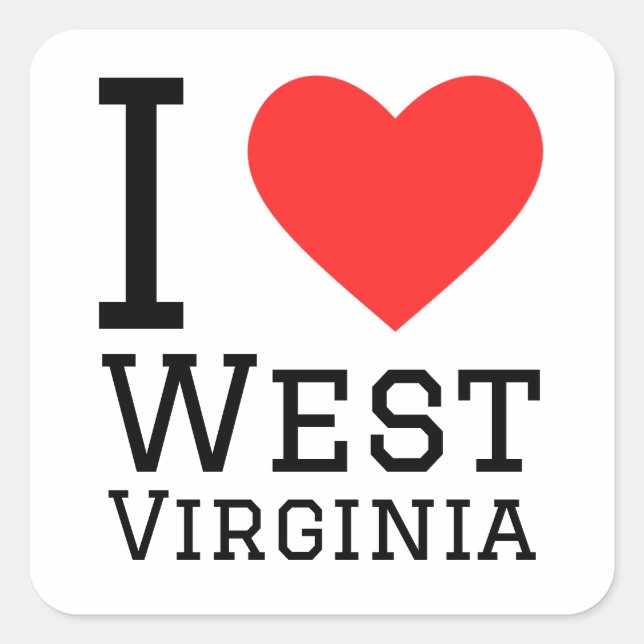 Adesivo Quadrado Eu amo West Virginia (Frente)