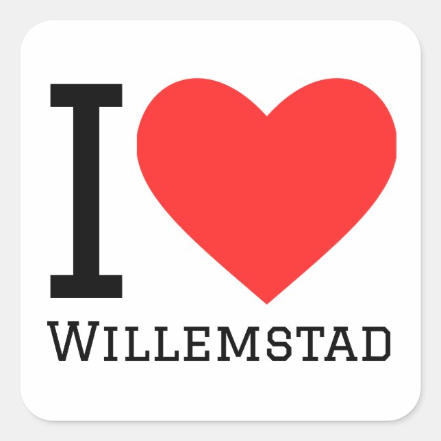 Adesivo Quadrado Eu amo Willemstad (Frente)
