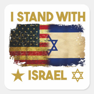 Adesivo Quadrado Eu Apoio a Camisa de Israel Eu Apoio a Israel Amer