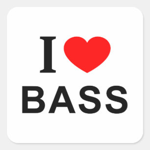 Adesivo Quadrado Eu ❤️ BASS EU AMO BASS EU AMO BASS