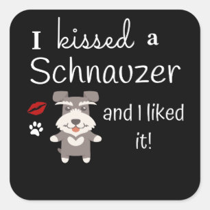Adesivo Quadrado Eu beijei um Schnauzer e eu gostei d beijo bonito