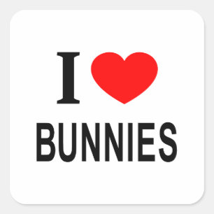 ADESIVO QUADRADO EU ❤️ BUNNIES EU AMO BUNNIES EU CORAJO BUNNIES