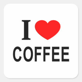 Adesivo Quadrado Eu ❤️ CAFÉ Eu AMO CAFÉ Eu ADORO CAFÉ