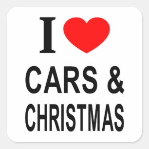 Adesivo Quadrado Eu ❤️ CARROS & NATAL EU AMO CARROS & NATAL EU AM