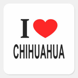 Adesivo Quadrado Eu ❤️ CHIHUAHUA Eu AMO CHIHUAHUA Eu ADORO CHIHUAHU