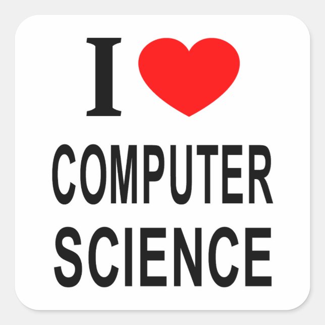 Adesivo Quadrado Eu ❤️ CIÊNCIA DA COMPUTAÇÃO Eu AMO CIÊNCIA DA COMP (Frente)