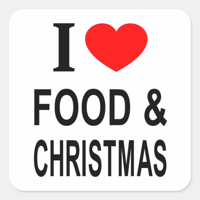 Adesivo Quadrado Eu ❤️ COMIDA & NATAL EU AMO COMIDA & NATAL EU (Frente)