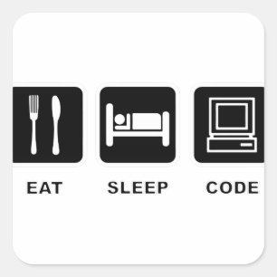 Adesivo Quadrado Eu como, durmo e codifico