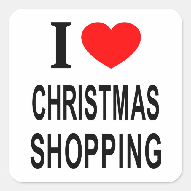 Adesivo Quadrado Eu ❤️ COMPRAS DE NATAL Eu AMO COMPRAS DE NATAL  (Frente)
