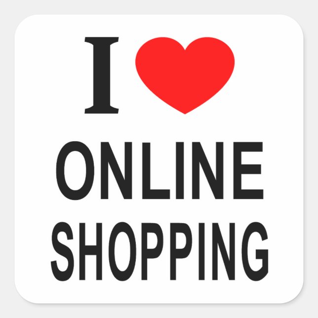 Adesivo Quadrado Eu ❤️ COMPRAS ONLINE Eu AMO COMPRAS ONLINE Eu SOU (Frente)