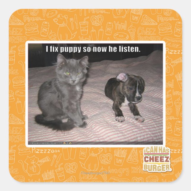 Adesivo Quadrado Eu conserto cachorrinho (Frente)