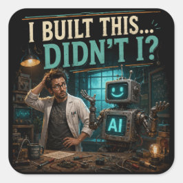 Adesivo Quadrado Eu Construí Isto, Não Foi? Camiseta Divertida de T