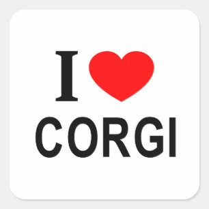Adesivo Quadrado Eu ❤️ CORGI Eu AMO CORGI Eu ADORO CORGI