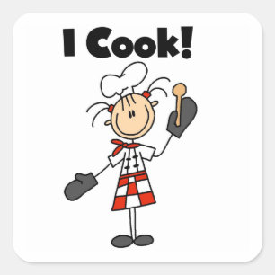 Adesivo Quadrado Eu Cozinho - Chef Feminina