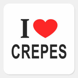 Adesivo Quadrado Eu ❤️ CREPES Eu AMO CREPES Eu ADORO CREPES