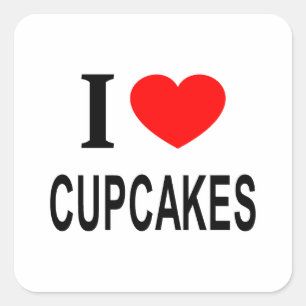 Adesivo Quadrado Eu ❤️ CUPCAKES Eu AMO CUPCAKES Eu ADORO CUPCAKES