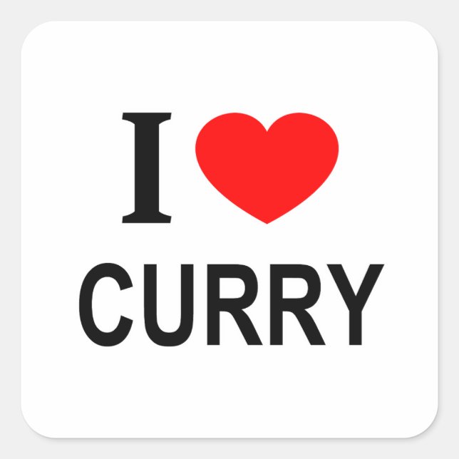Adesivo Quadrado Eu ❤️ CURRY Eu AMO CURRY Eu ADORO CURRY (Frente)