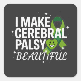 Adesivo Quadrado Eu Deixo a Paralisia Cerebral Bonita   Conscientiz